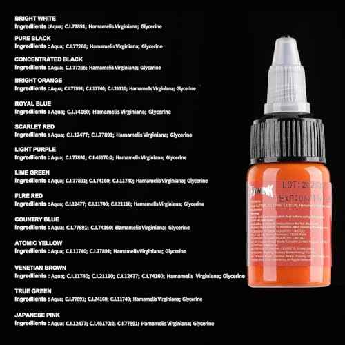 Hawink Tattoo Ink Set 1/2 oz (15ml) Tattoo Supply 14 Colors Pigment Kit Ink USA TI203-15-14