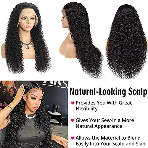 QinMei 13x4 Deep Wave Human Hair Lace Front Wigs for Black Women Brazilian Virgin Human Hair Deep Curly Lace Front Wigs with Baby Hair Pre Plucked Bleached Knots Natural Color 180% Density 20 Inch