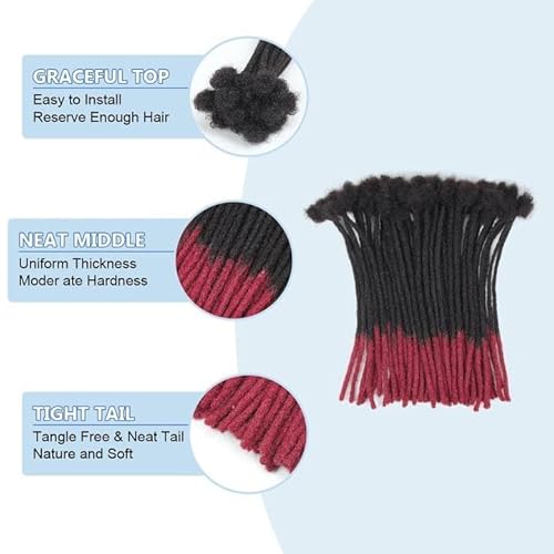 Dreadlock Extension Human Hair 10inch 0.6cm Width 100% Permanent Huamn Hair Loc Extension Can Be Dyed Bleached Curled Handmade Loc Extension for Men Women,50strands