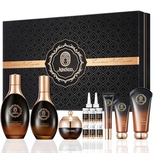 Ginseng Anti-Aging Skincare 12-Piece Set With Facial Cleanser, Face Serum, Face Cream, Eye Cream, Toner Skin Care Kit For Women