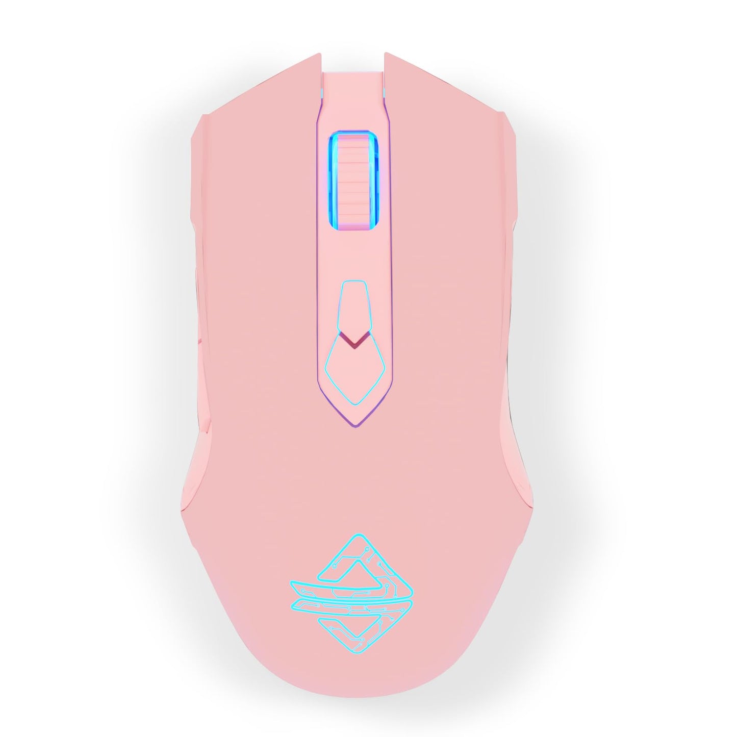 AJ52PRO Wired Wireless Bluetooth Gaming Mouse with RGB LED Backlight Adjustable 10000DPI Ergonomic 7 Programmable Button Rechargeable 800mAh Battery 2.4Ghz USB Receiver for PC Mac PS4 Xbox Gamer(Pink)