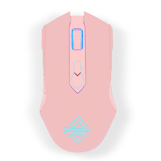 AJ52PRO Wired Wireless Bluetooth Gaming Mouse with RGB LED Backlight Adjustable 10000DPI Ergonomic 7 Programmable Button Rechargeable 800mAh Battery 2.4Ghz USB Receiver for PC Mac PS4 Xbox Gamer(Pink)
