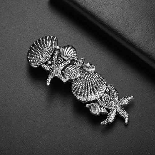 KKJOY Vintage Seashell Hair Clips Starfish Barrettes Hand Crafted Spring Clip Metal Hair Pin Headpieces Wedding Bridal Hair Accessories for Women Girls