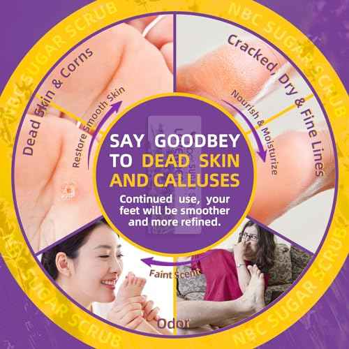 Foot Exfoliating Scrub, Sugar Scrub, Dead Skin Remover for Feet, Individually Packaged Foot Scrub Smooths, Hydrates, Detoxifies Tired and Dry Cracked Feet 16 Packs per Box, Lavender