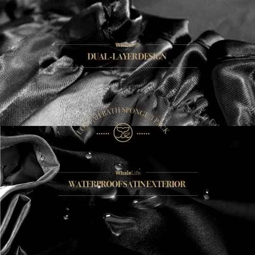 Extra Large Reusable Shower Cap for Men, Women (Black 4 Pack ) Satin Double Layer EVA Waterproof Long Hair Cap