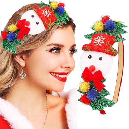 CAKURE Christmas Headband Xmas Hair Accessories Red Green Hair Hoop Holiday Party Headwear Decoration for Women and Girls