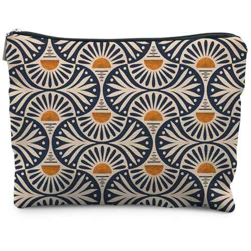 Boho Makeup Bag Gifts for Women, Sunset Leaf Aesthetic Makeup Pouch