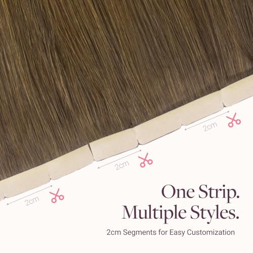 GOO GOO Tape in Hair Extensions Human Hair, 3/8/613 Walnut Brown to Ash Brown and Bleach Blonde, 8cm Wide Tape, 20inch 10pcs 50g, Tape Weft Hair Extensions, Real Human Hair, Seamless Tape in