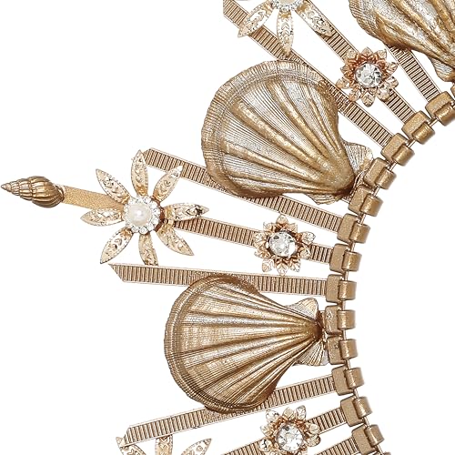 Fantherin Women's Goddess Halo Crown Headpiece - Mermaid Headband Seashell Crown for Costume Halloween Cosplay Party (Bronze)