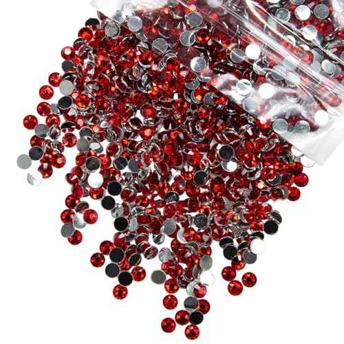 5300PCS 3mm Siam Red Crystal Resin Rhinestones for Crafting SS10 Flatback Stones Bulk Non-Hotfix Ruby Red Diamonds Crystals Gems Charms for Nails Face Eyes Makeup Mugs Tumblers Bottles Crafts