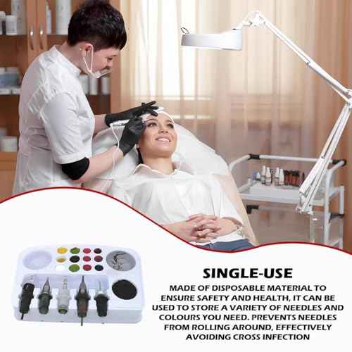 24Pcs Tattoo Ink Cup Tray-Disposable Plastic Pigment Trays Stand for Eyebrow Tattoo Ink Tattoo Ink Cups Holder Supplies Kits