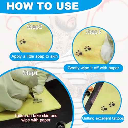 Emalla 3mm Premium Tattoo Fake Skin, 10Pcs Silicone Practice Skin for Practice Double-Sided Use 7.4"x5.6" Soft Skin for Artists and Beginners Tattoo Supplies