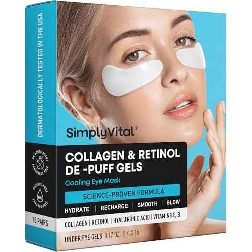 Under Eye Patches for Puffy Eyes and Dark Circles - Cooling Eye Masks for Women & Men with Collagen, Hyaluronic Acid & Retinol - Depuffing Undereye Mask Patches - Parches Para Ojeras - 15 Pairs