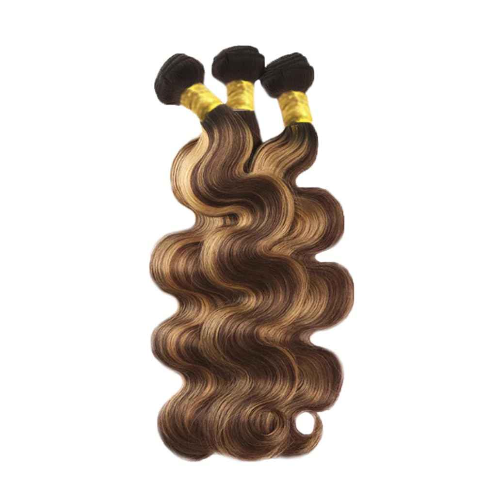 34 34 34 Inch Ombre Honey Blonde P4/27 Body Wave Bundles Human Hair Highlight 3 Bundles Brown and Blonde Bundle Hair Extensions