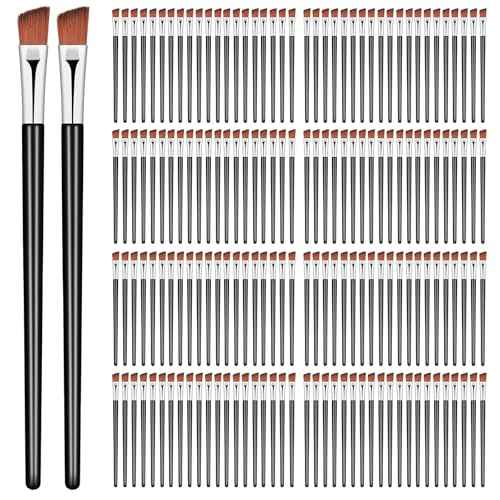 100 PCS Angled Eyebrow Brushes, Fine Angled Eyeliner Brush, Disposable Eyebrow Tint Brush, Eye Shadow Applicator Sticks Eye Brow Concealer Brushes for Beauty Cosmetic Make up Tool