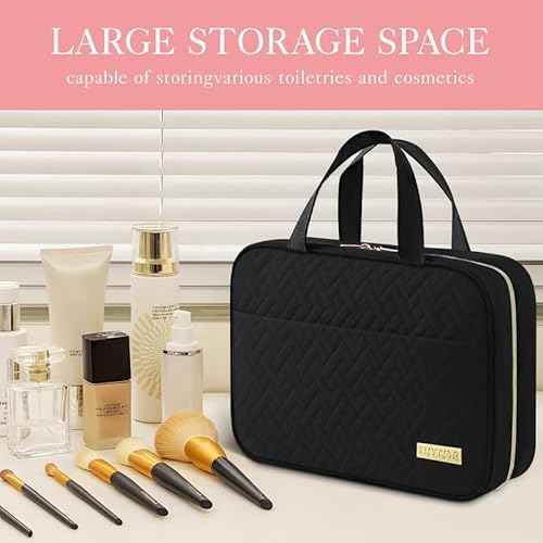 HOTOR Travel Toiletry Bag - Hanging Toiletry Bag for Women & Men, Makeup Bag/Big Comparment, Waterproof for Travel Accessories, Travel Essentials, Medium, Black