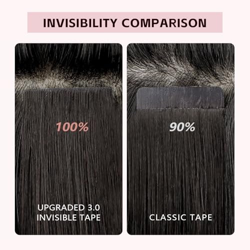 Invisible Tape in Hair Extensions Real Human Hair 3rd-Generation Pro3.0#1B Natural Black 20pcs 50g 22inch Seamless Insert Hand-Tied Invisi Edge Tape ins Extension£¨#1B-22inch£©