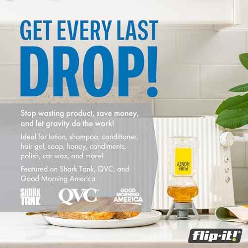 Flip-It! 2-Pack Premium Bottle Emptying Kit ? No more wasted product - Fits most plastic bottles ? Get out every drop of Shampoos, Lotions, & More ? 2 Base Caps, 6 Adapters ? Pastel Color Edition