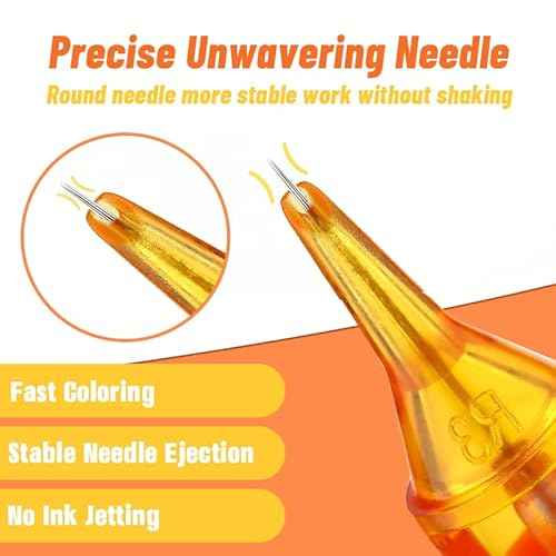 Tattoo Cartridge Needles - 10Pcs Disposable Tattoo Needle Cartridge Finger Ledge Integration Cartridge Needles Round Liner Shader Magnum for Tattooing #12 Cartridge Standard 0.35 Diameter(7RS)