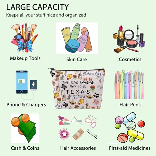 FOTAP Texas Trip Makeup Bag - Lone Star State Travel Bag & Housewarming Gift