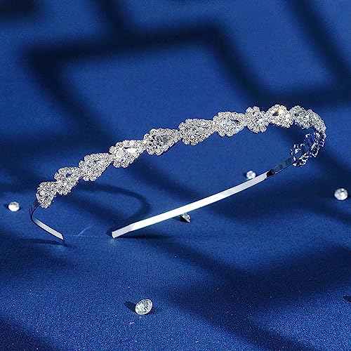 MAFELOE Fashion Rhinestone Alloy Headbands, Wedding Hairband Bridal Headpieces Hair Decorative Accessories for Women Ladies- Silver-SZ-SD