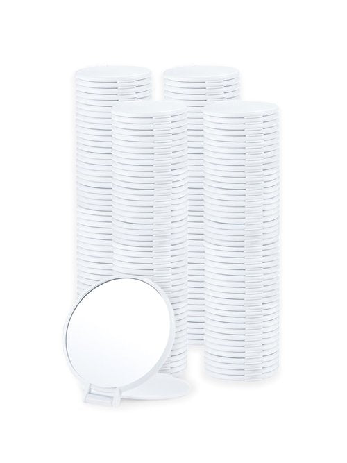 Qislee Compact Mirror Bulk, Round Makeup Mirror for Purse, Set of 200 (White)