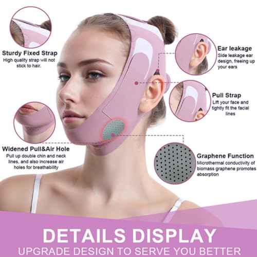 Graphene V-Line Mask Chin Up Mask V Shaped Face Mask Chin strap for sleeping,Jawline Shaper,Lilac,Small