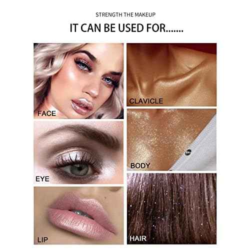 Glitter Powder Highlighter Makeup, Body Brightens the Natural Three-Dimensional Face Blusher Fairy Highlight Patting Powder. (01#White Moonbeam)