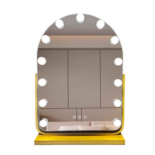 Rtajdos Hollywood-Style Vanity Mirror Makeup Mirrors with Lights, 13" x 17.3", 13 Dimmable Bulbs, 3 Color Modes, 360° Rotation, Touch Control & Memory Function, 10X Magnifier (Painted Gold)