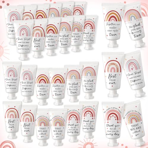 24 Pack Employee Appreciation Team Gifts Bulk Travel Size Hand Cream Inspirational Thank You Gifts Boho Rainbow Hand Lotion Bulk for Teachers Day Christmas Staff Employees Coworkers Women