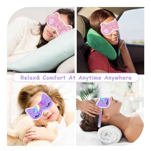 2PCS Adorable Cooling Eye Mask Gel Eye Mask, Reusable Hot Cold Therapy Cold Eye mask for Post Surgery, Puffiness, Dark Circles, Eye Bags, Dry Eyes, Migraines with Soft Plush Backing
