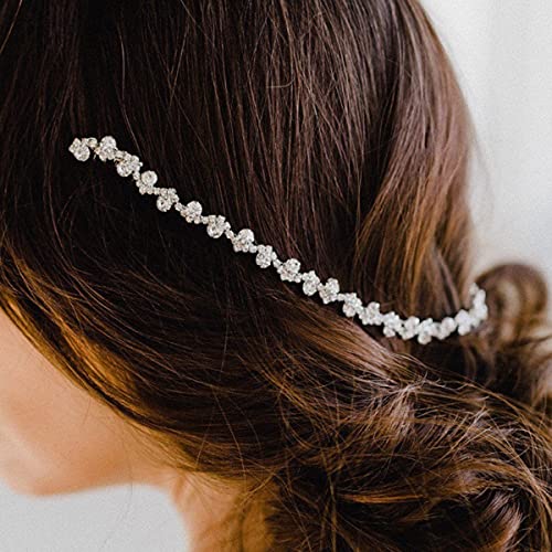 Asphire Vintage Crystal Headband with Side Combs Sparkling Rhinestone Head Chain Iced Out Hair Vine Prom Party Festival Hair Accessories for Women, Silver