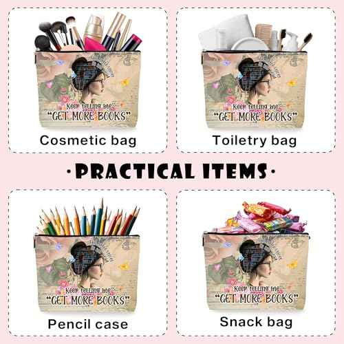 Book Lovers Gifts Cosmetic Makeup Bags, Book Themed Gifts for Readers Librarian College Girls, Zipper Pouch Bag for Women. (072)