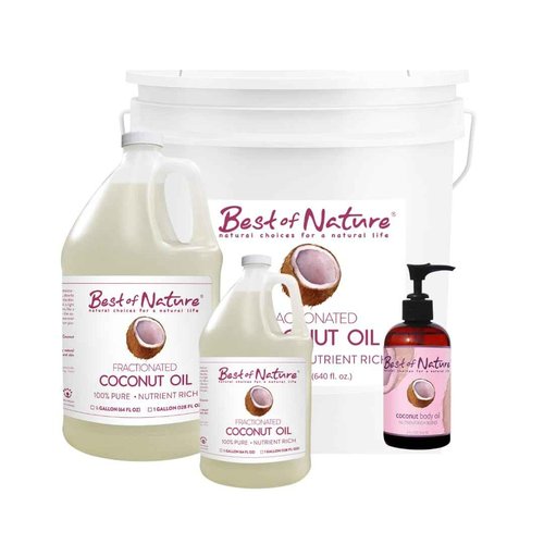 Best of Nature 100% Pure Fractionated Coconut Oil - Natural Massage Oil, Unscented Moisturizer for Men and Women, for Skincare and Hair Care, Carrier for Essential Oils, Gallon (128 fl oz)