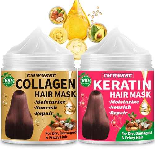 Collagen Hair Mask & Keratin Hair Mask for Damaged Hair,Keratin Hair Treatment,Repair Deep Conditioner for Dry Hair,Vitamin E Natural Hydrating Hair Mask with Argan Oil All Hair Type,Hair Care Gifts
