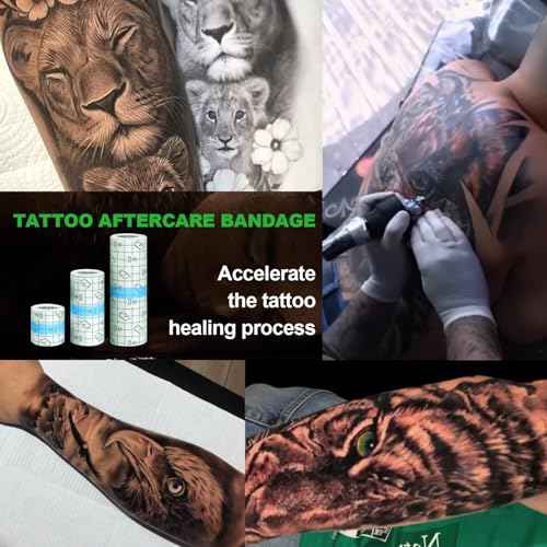 5 Rolls Tattoo Aftercare Bandage - Jconly Waterproof Tattoo Film Second Skin Tattoo Cover Up Patch Tape Healing Wrap Tattoo Supplies for Swimming, Shower, Wound Initial Healing(2,4,6,8,10 Inch)