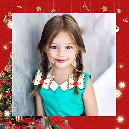 Cute Christmas Antler Girls Hair Bow Alligator Clips Glitter Red Gold Silver Pink Sequins Hair Bows Hairpin Bow Hair Bobby Pin Holiday Hair Accessories for Girls Toddler Kids Party Favor Gift (A)