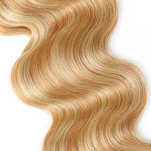 Ombre Blonde Bundles Human Hair P27613 Body Wave Bundles 20 22 24 Inch Double Weft Brazilian Hair Extensions Two Tone #27 Mixed With 613 Bundles Silky Soft for Women