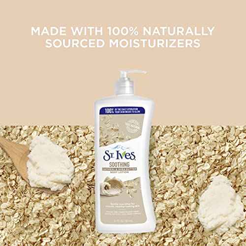 St. Ives Soothing Hand & Body Lotion for Women with Pump, Daily Moisturizer Oatmeal and Shea Butter for Dry Skin, Made with 100% Natural Moisturizers, 21 fl oz, 4 Pack