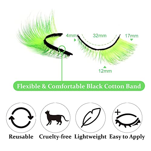Outopen 7 Pairs Angel Colored Lashes Fluffy Wispy Winged False Eyelashes Halloween Cosplay Makeup Colorful Eye Lashes Like Extensions