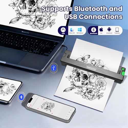 2026 New Tattoo Stencil Printer Machine,Thermal Portable Wireless Bluetooth Printer,for Tattoo Artists&Beginners,with Transfer Paper and Thermal Paper,Compatible with Phone&PC