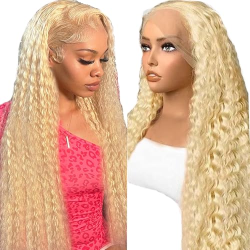 13x6 Lace Front Wigs Human Hair Deep Wave 613 Blonde Lace Front Wig Human Hair Pre Plucked Glueless Wig for Women 22 Inch