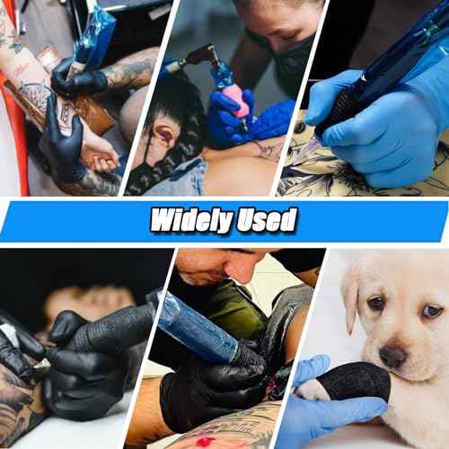 200 Pcs Tattoo Machine Covers & 12 Rolls Grip Tape - Large Disposable Pen Sleeves 2.56x7.08 Inch, Anti-Slip Vibration Control for Tattoo Artists