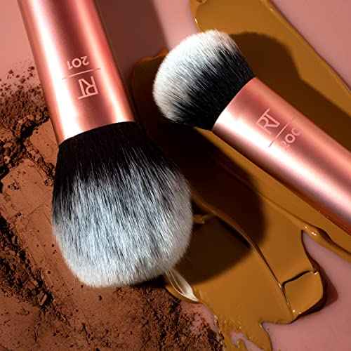 Real Techniques Expert Face Professional Foundation Makeup Brush for Even Streak Free Application, Dense Bristles For Buffing, Orange, 1 Count