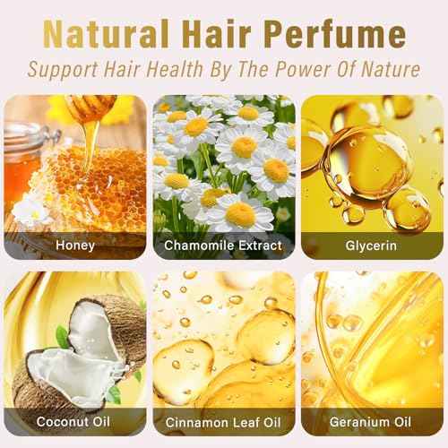 Hair Perfume, Pheromones?Perfumes for Women, 50ml Natural Scented Hair Mist, Leave-In Conditioning Spray for Dry & Frizzy Hair, Long Lasting Fragrance