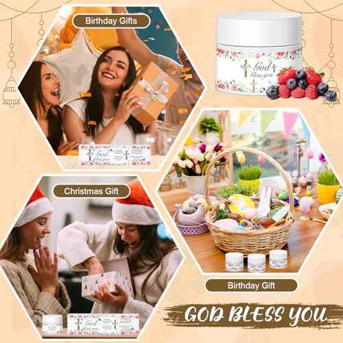 4 Pcs Christian Lip Sleeping Mask Set - God Bless You Religious Gift - Overnight Lips Balm Deep Hydrating for Women, Friends, Teacher, Worker, Employee - Christmas
