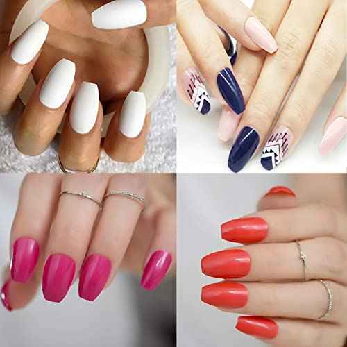 Acrylic Nails Tips Short Coffin 500PCS Ballerina Artificial False Nail Tip Full Cover 10 Sizes with Box for Art Salons & Home DIY (Natural)