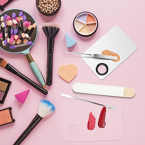 5pcs Professional Makeup Spatula Korean Set with Foundation Spatula Stainless Steel Makeup Palette Acrylic Cosmetic Palette,Reusable Beauty Tools for Facial Cosmetic,Nail Art,Pigment Blending