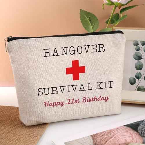 21st Birthday Gifts for Her 21st Birthday Hangover Kit Makeup Bag Decorations for Women Friends Bestie Sister Christmas