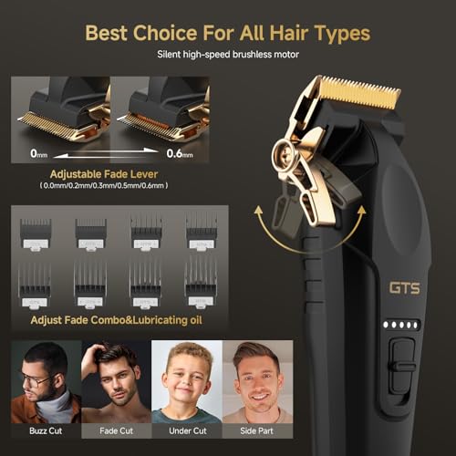 GTSPro Hair Clippers for Men, Beard Trimmer Hair Clippers for Men, Professional Hair T-Blade Trimmer Cordless Rechargeable Edgers Clippers Electric Beard Shaver